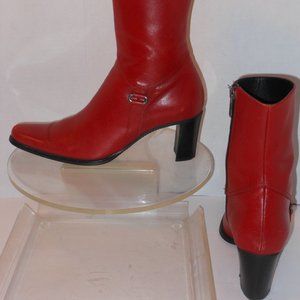 COUNTRY SHOP RED LEATHER ANKLE BOOTS SIZE 7 MEDIUM